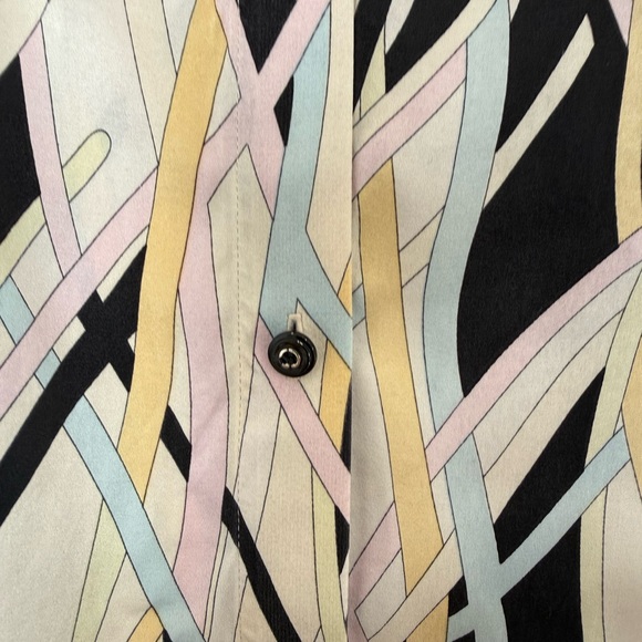 St. John abstract geometric silk blend blouse shirt - Picture 4 of 6